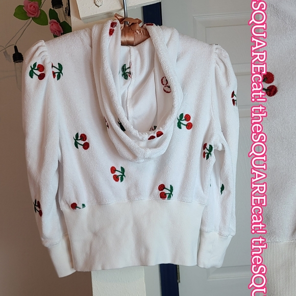 🍒 2 piece SET! Betsey Johnson cherry fruit embroidery hoodie & strapless romper - Picture 11 of 15